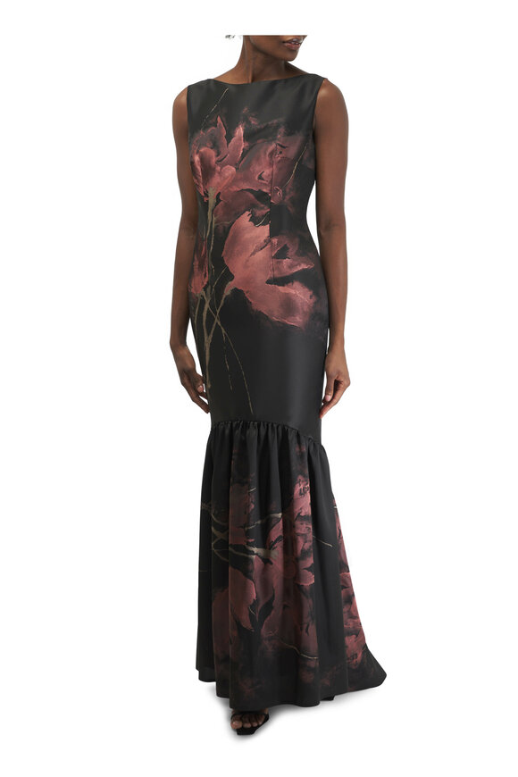 Talbot Runhof - Monarchy1 Black Floral Print Gown