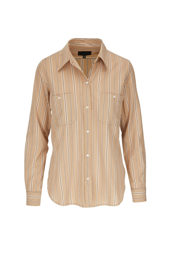 Nili Lotan - Kaya Neutral Stripe Button Down Shirt