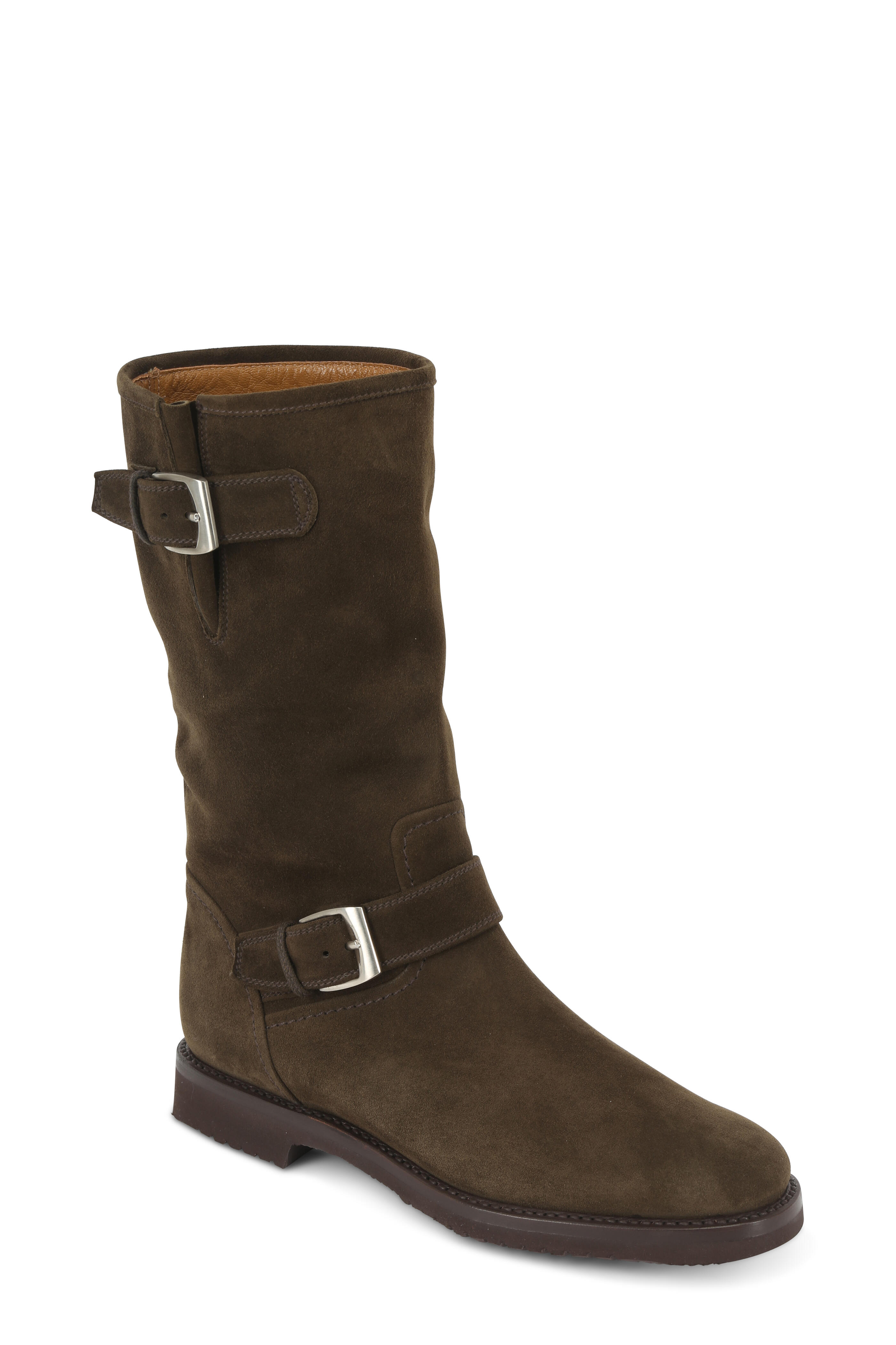 Gravati Earth Brown Suede MidCalf Biker Boot Mitchell Stores