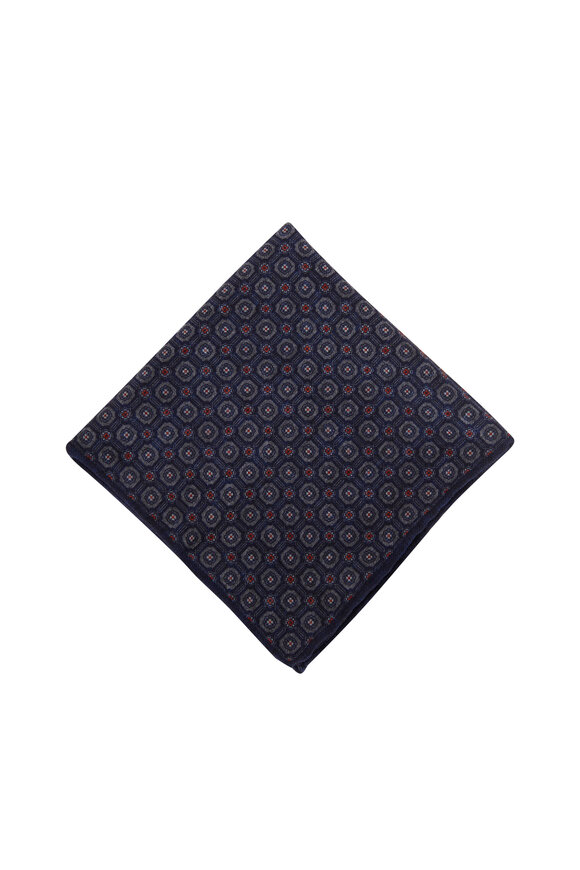 Brunello Cucinelli - Navy Geometric Pocket Wool Square