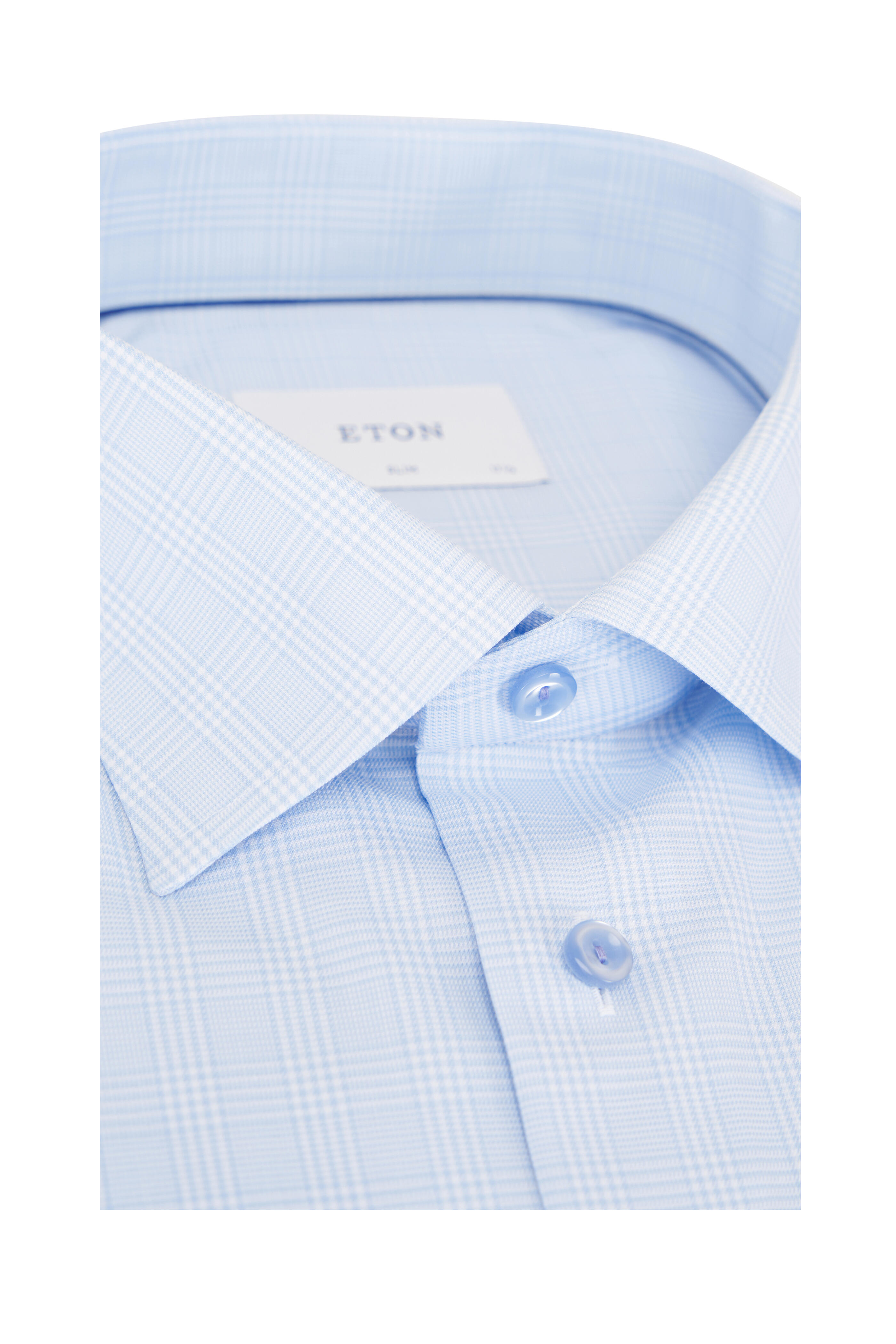 Eton - Light Blue Plaid Dress Shirt