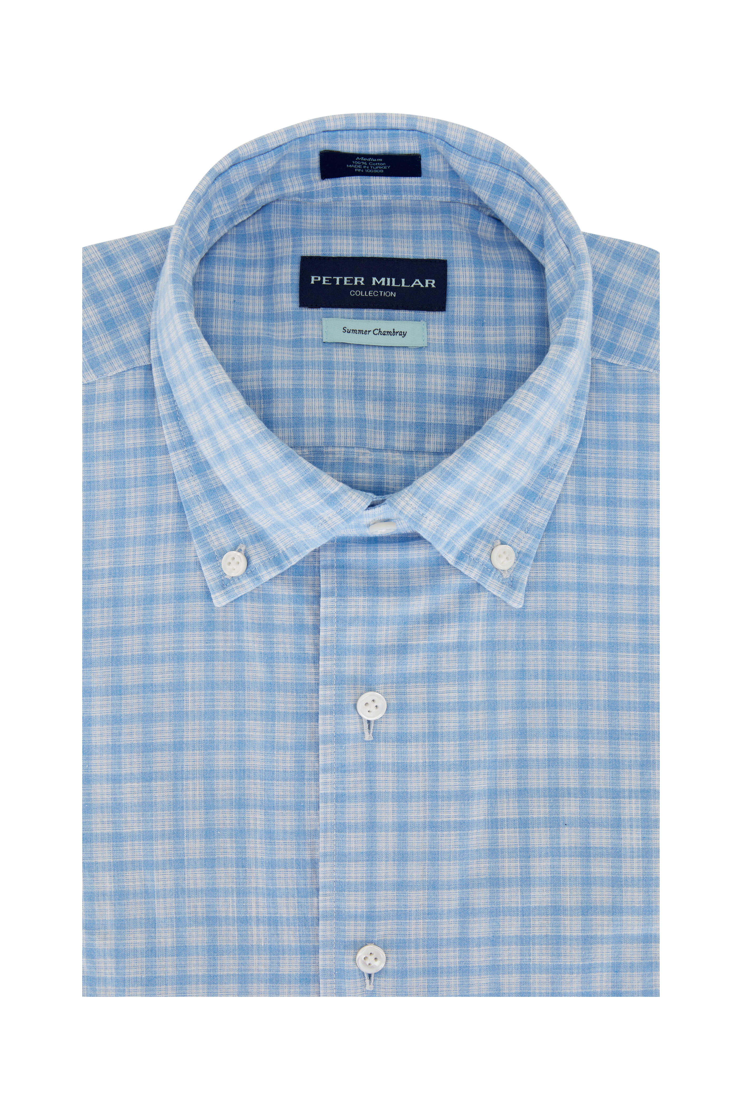 Peter Millar - Blue Cielo Cone Shell Check Cotton Sport Shirt
