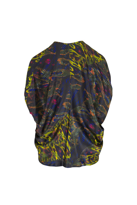 Zero + Maria Cornejo Kio Black Multicolor Silk Chaos Print Top - view 3