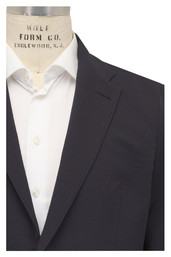 Herno Navy Seersucker Blazer
