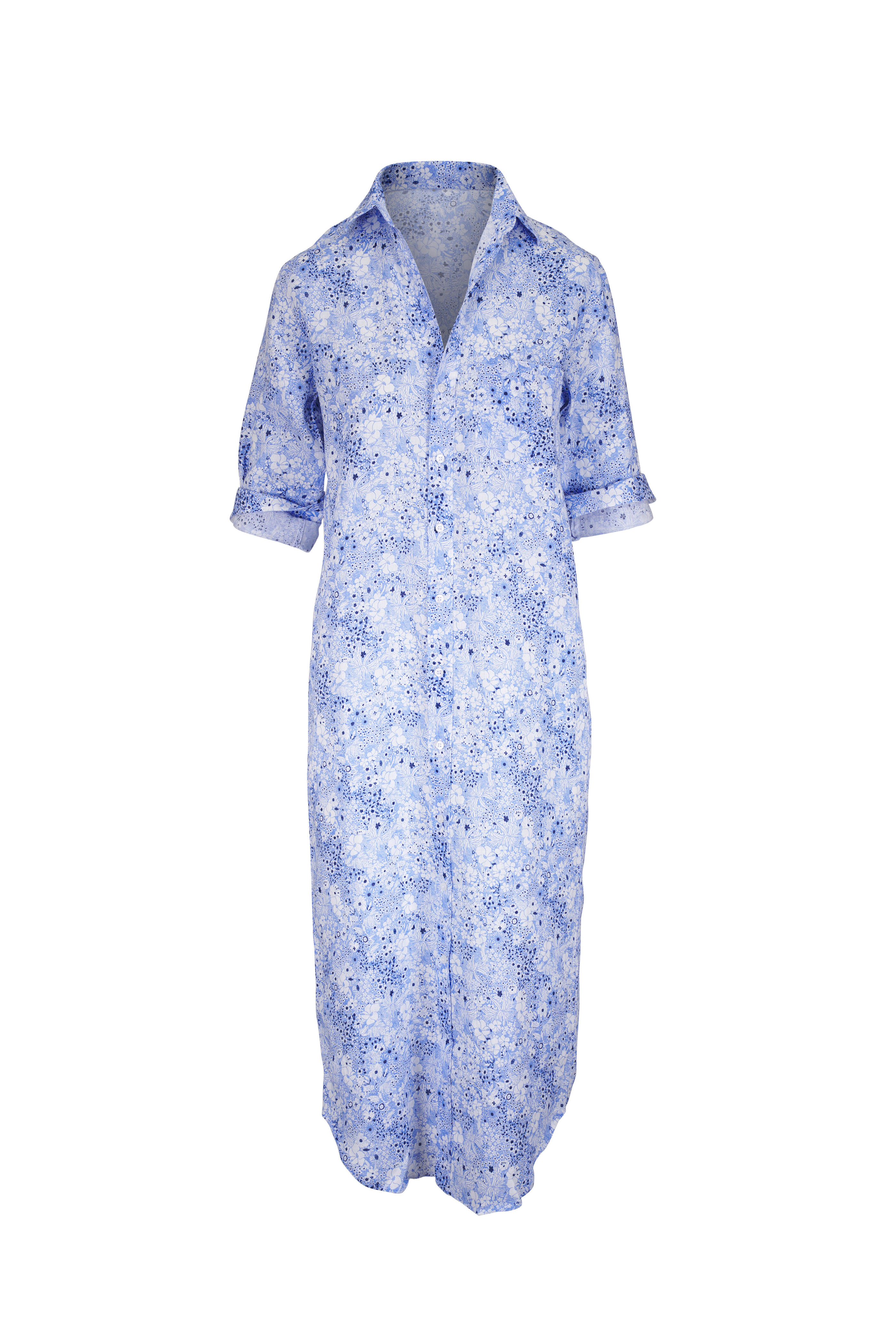 Frank & Eileen - Rory Blue Floral Maxi Shirtdress