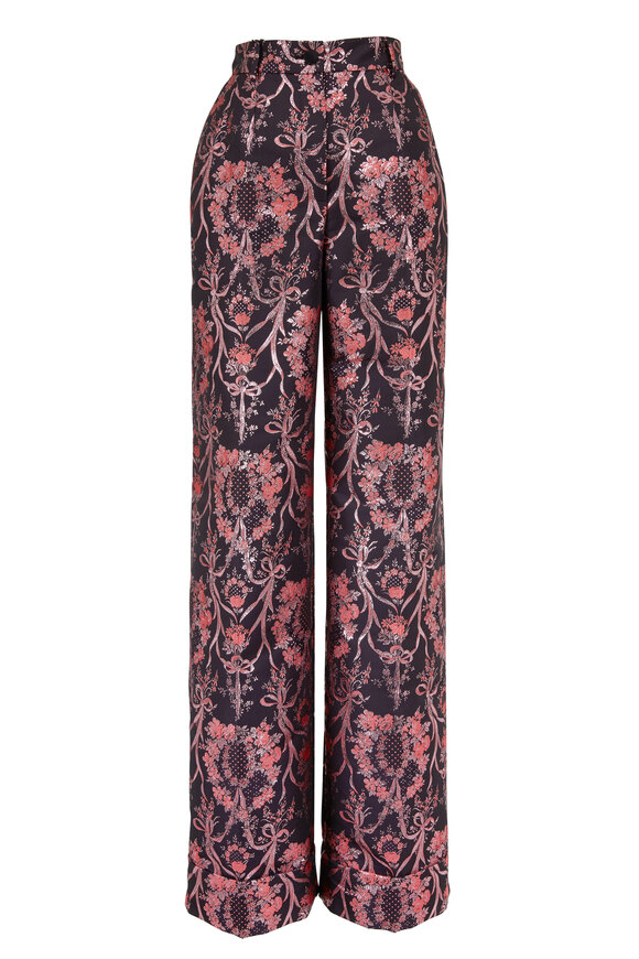 Dolce & Gabbana - Black & Metallic Pink Jacquard High-Rise Pant