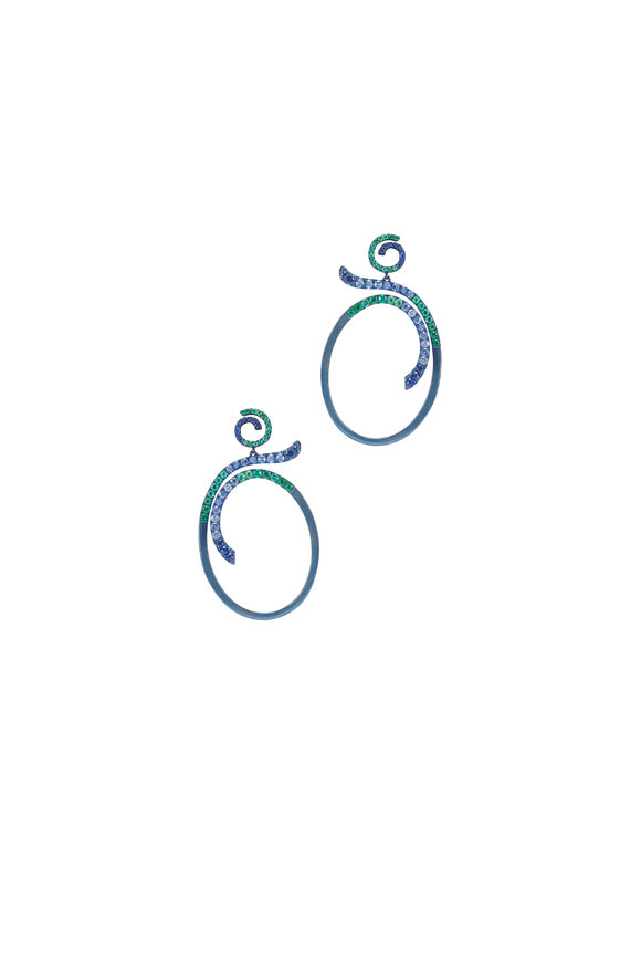 Graziela Gems 18k White Gold Sapphire & Emerald Earring