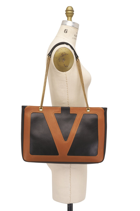 Valentino Garavani Medium Viva Superstar Black & Spice Tote - view 7