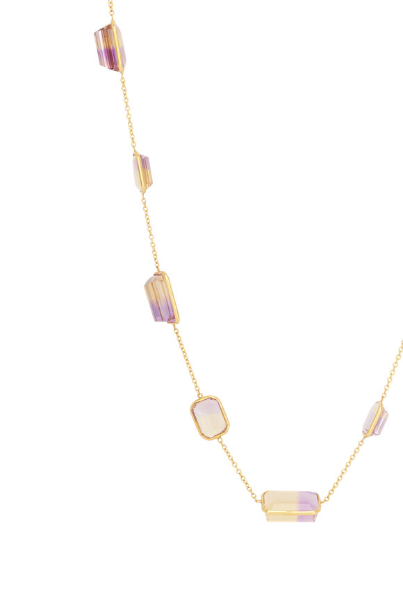 Renee Lewis 18k Yellow Gold Antique Amethyst Ametrine Necklace - view 2