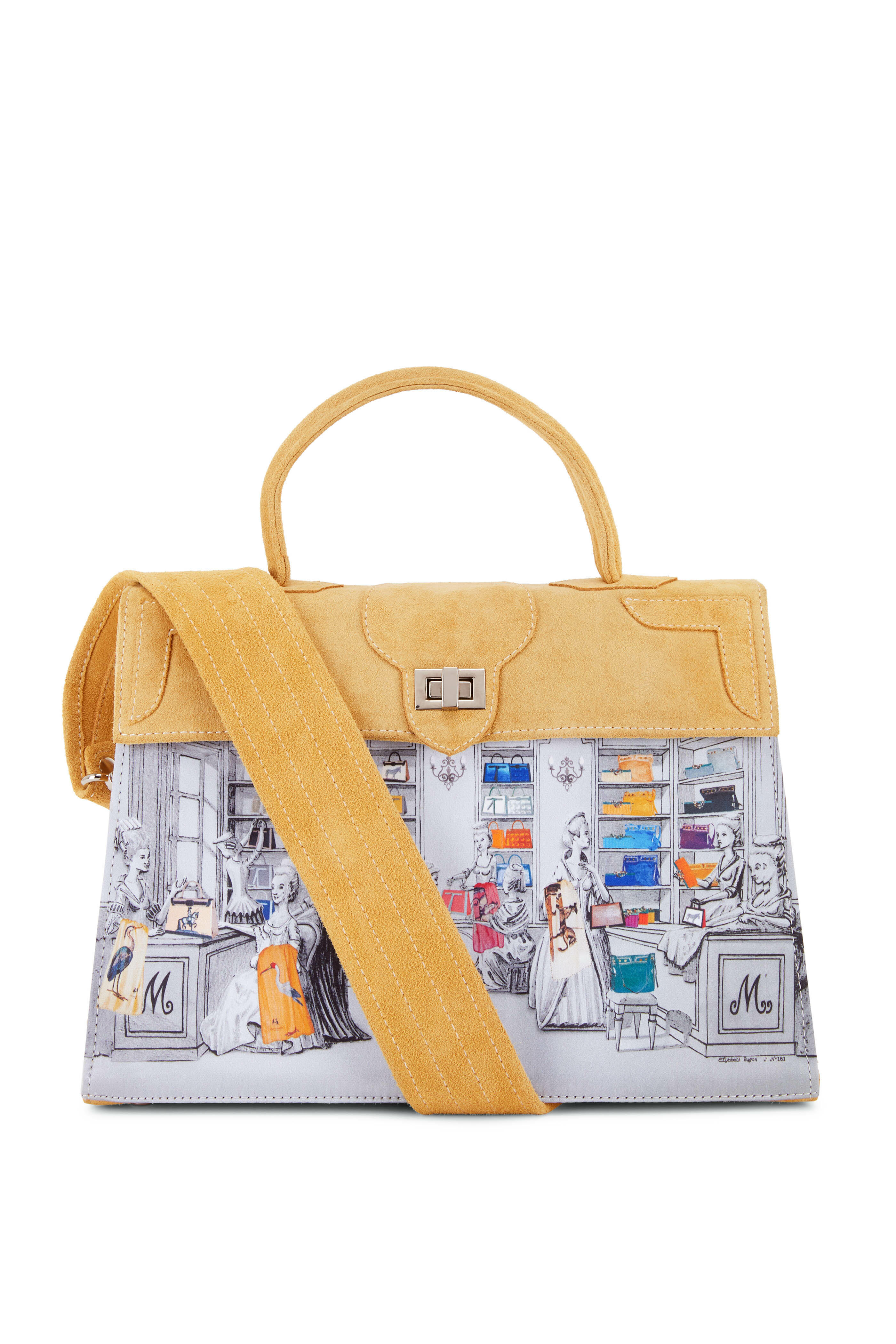 Marquise Paris - Yellow Boudoir Imperial Satin & Suede Shoulder Bag