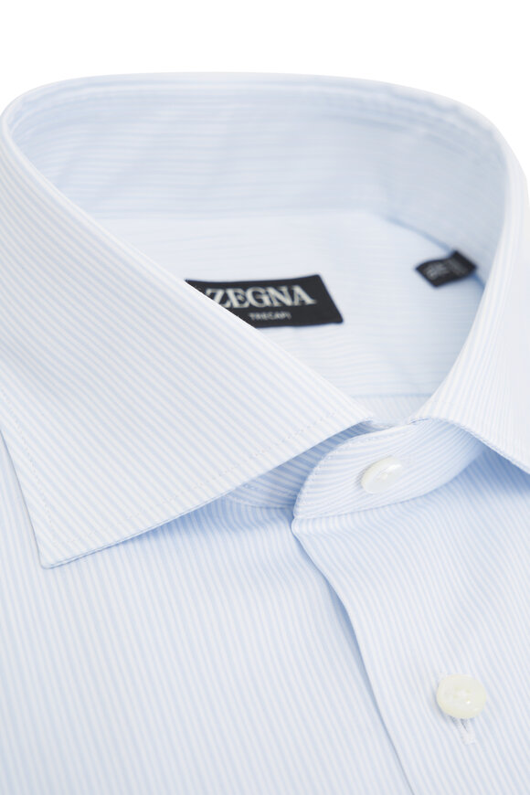 Zegna - Blue Stripe Cotton Dress Shirt