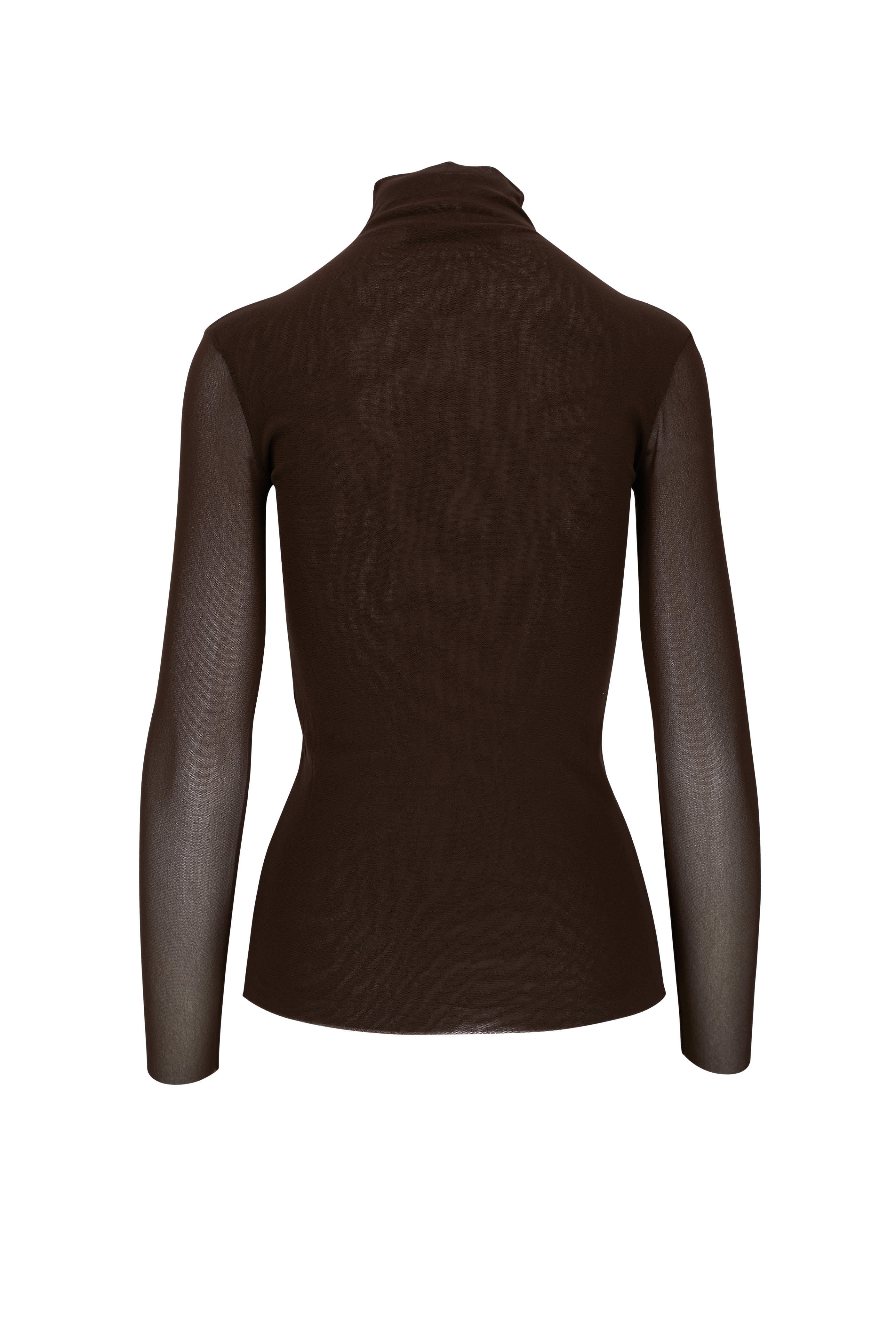 D.Exterior - Brown Mesh Turtleneck Top | Mitchell Stores