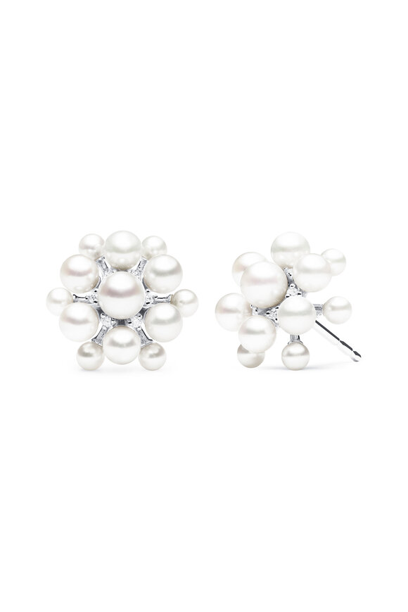 Paul Morelli 18k White Gold Pearl & Diamond Orbit Studs