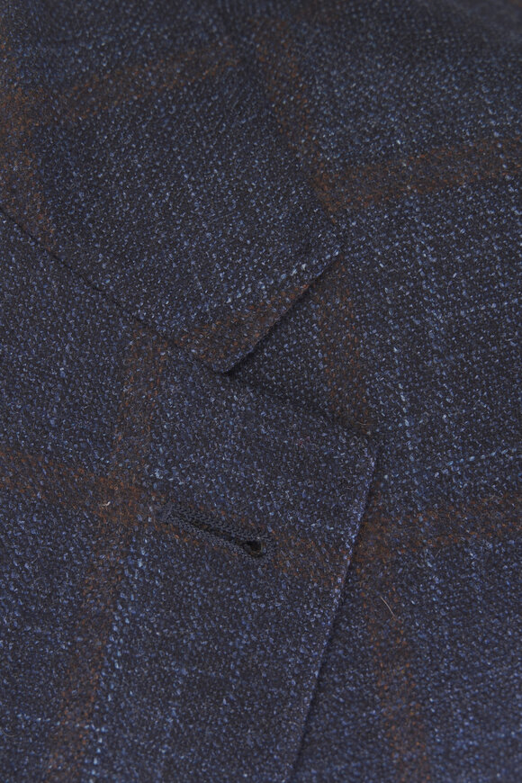 Canali Blue Pane Wool, Silk & Cashmere Sportcoat - view 5