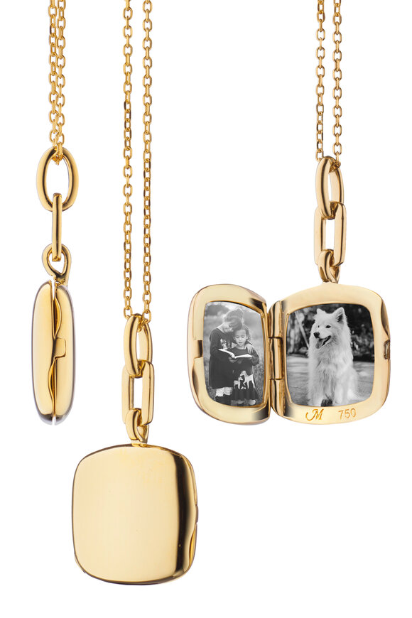 Monica Rich Kosann 18k Yellow Gold Slim Cushion Locket Necklace - view 1