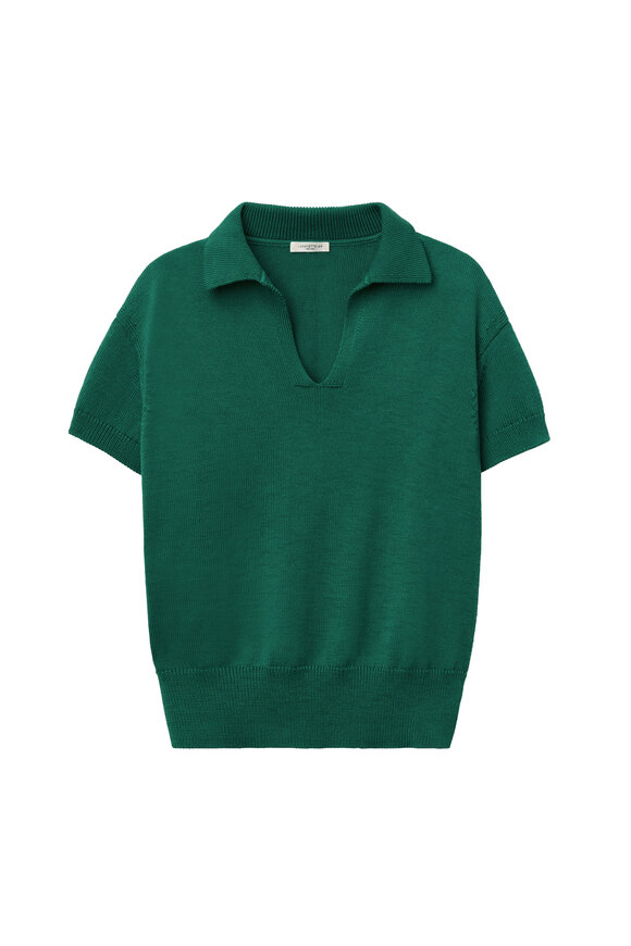 Lafayette 148 New York Grass Cotton Short Sleeve Polo Sweater - view 7