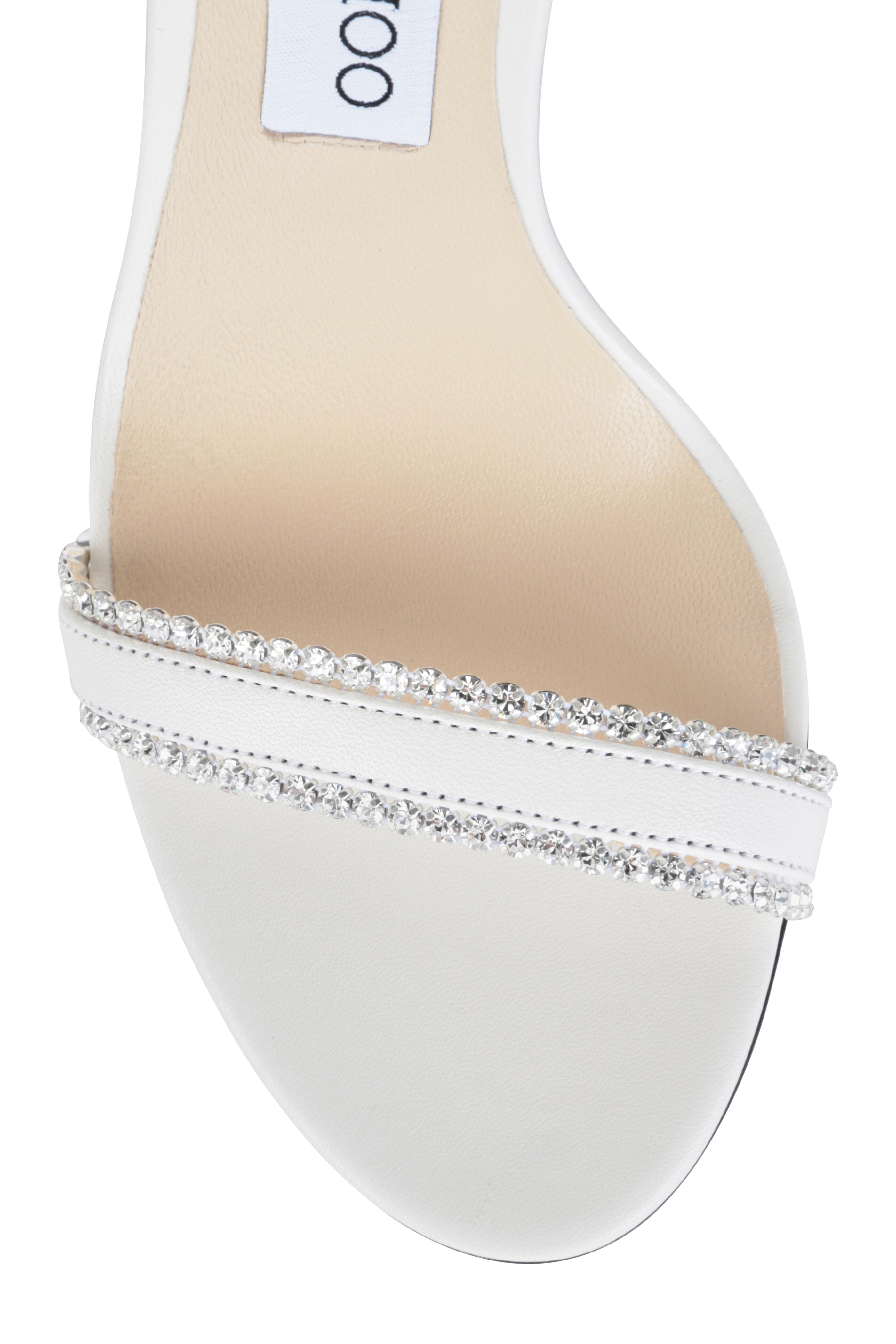 Jimmy Choo - Dochas White Leather Jewel Trim Sandal, 100mm