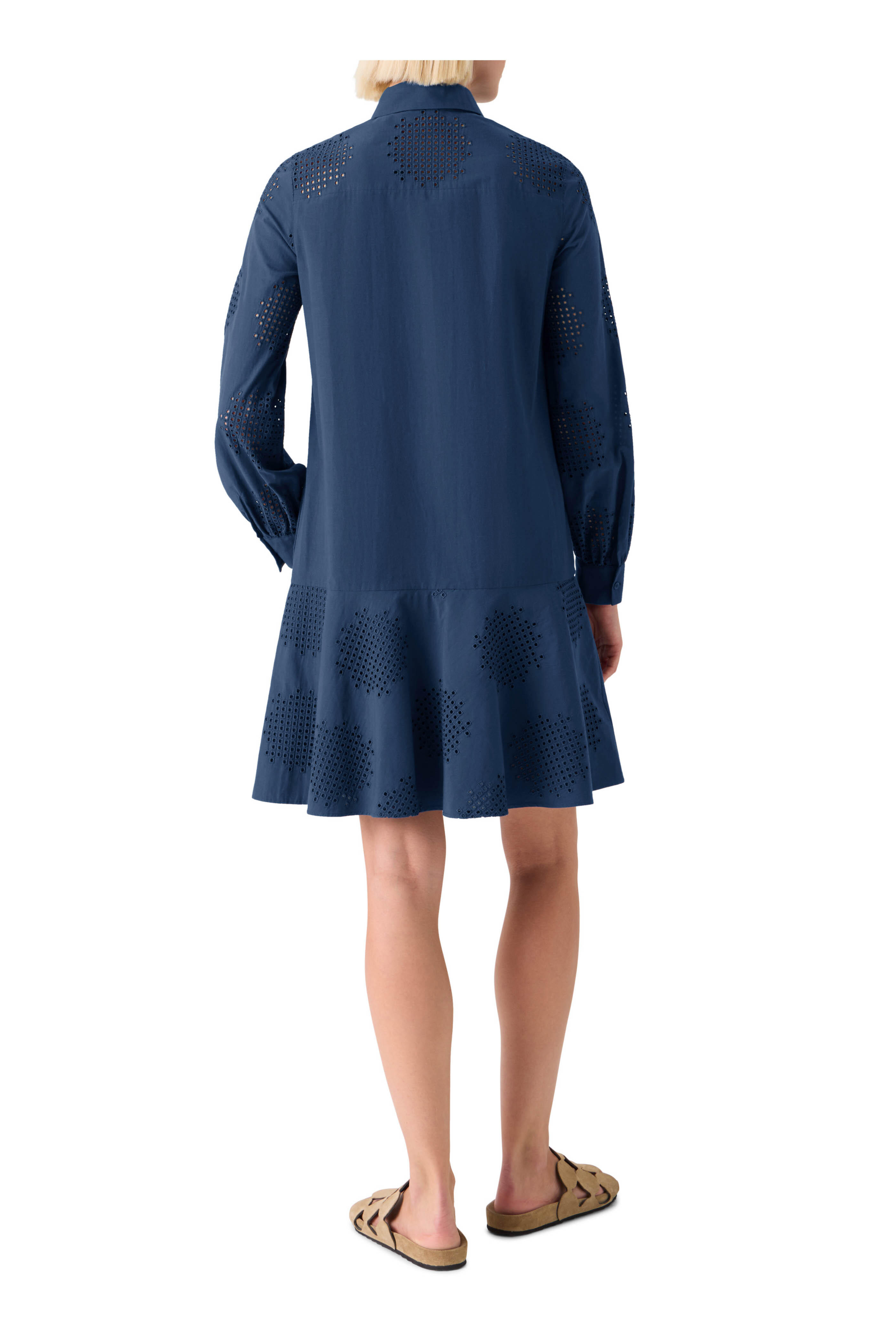 Akris Punto - Embroidered Dark Blue Eyelet Poplin Mini Dress - view 3