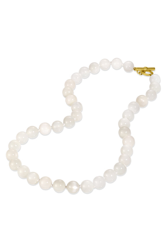 Leigh Maxwell 18k Yellow Gold Round White Moonstone Necklace - view 2
