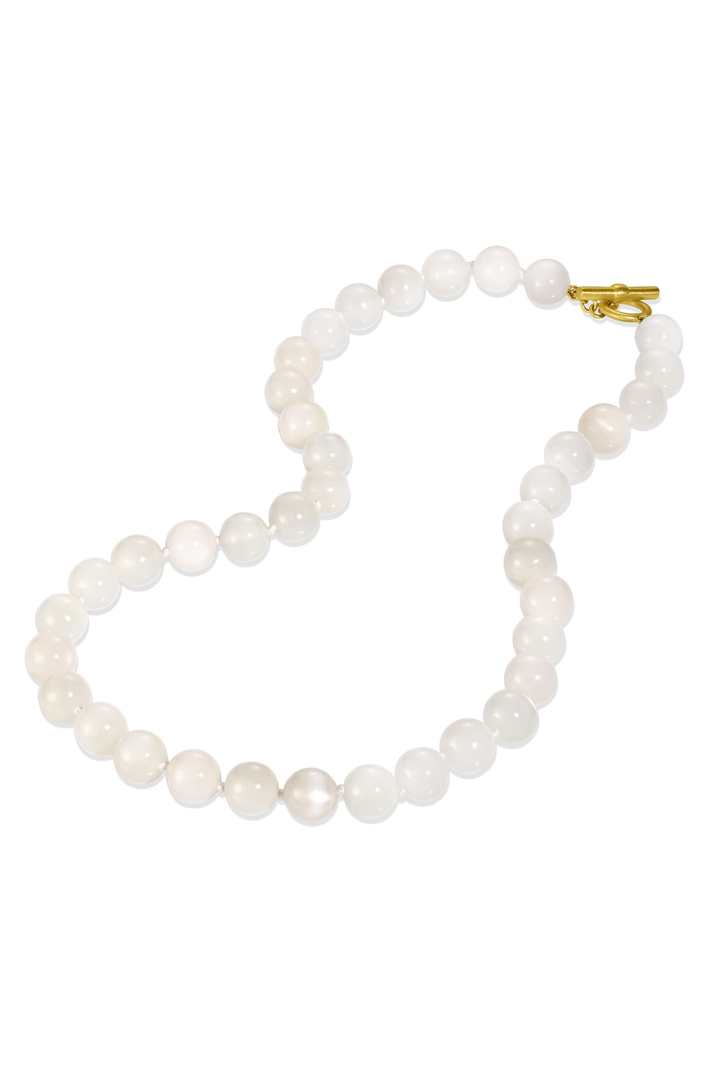 Leigh Maxwell - 18k Yellow Gold Round White Moonstone Necklace - view 2