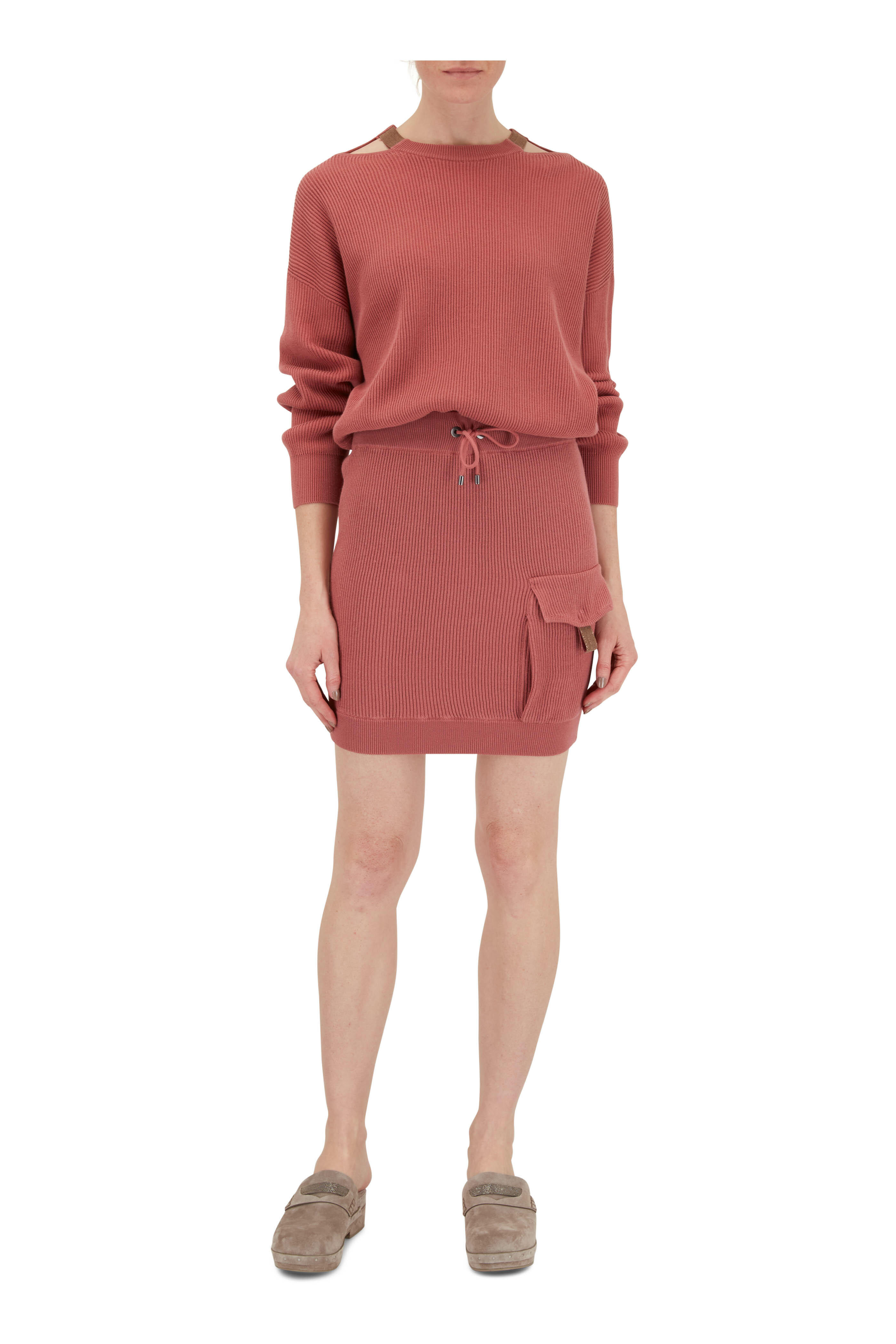 Brunello Cucinelli - Ruby Cotton Knit Drawstring Skirt