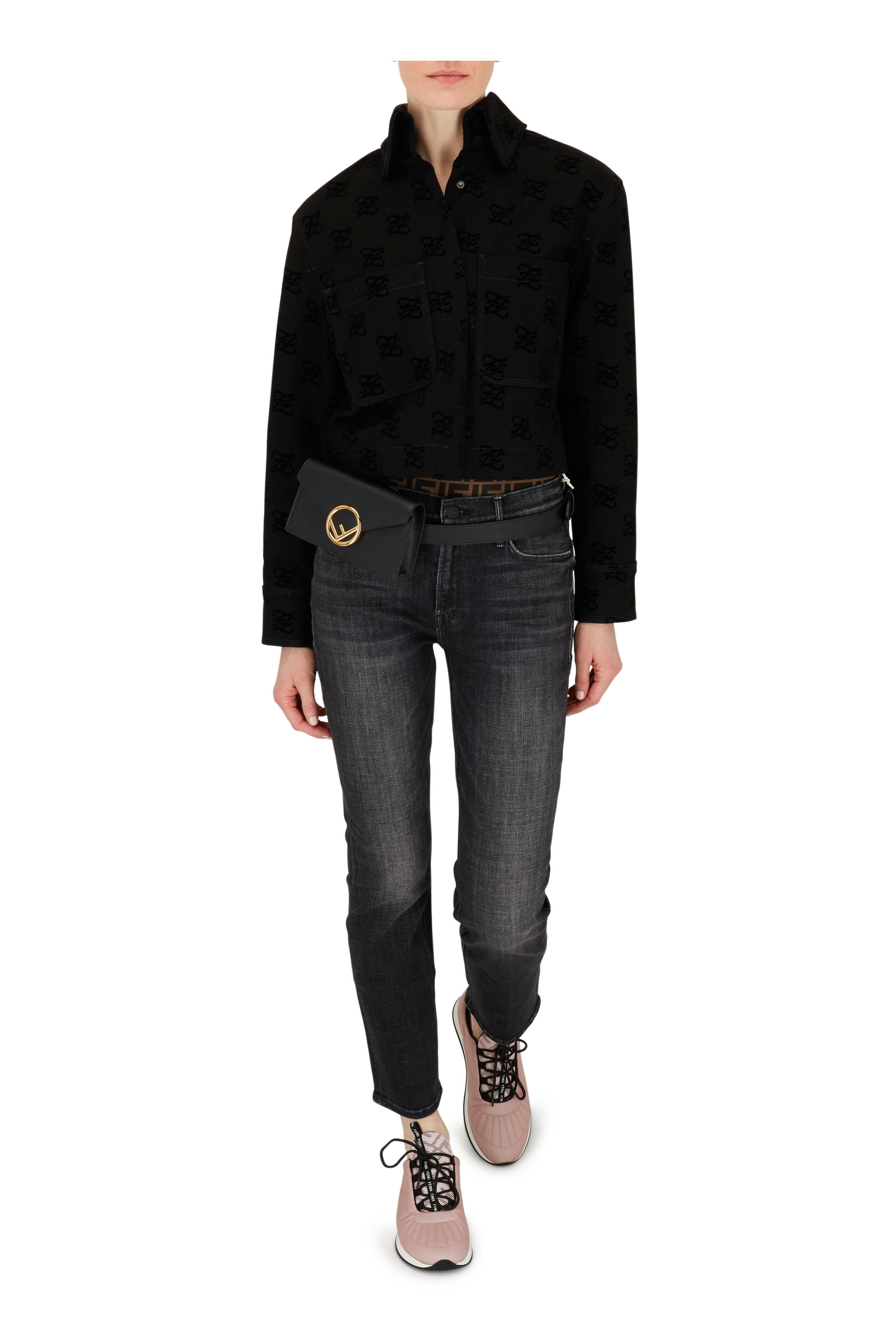 4A Tシャツ 4枚 モンクレール FENDI アルマーニ イルグッフォ Fendi - Black Tonal Karligraphy Denim Jacket | Mitchell Stores