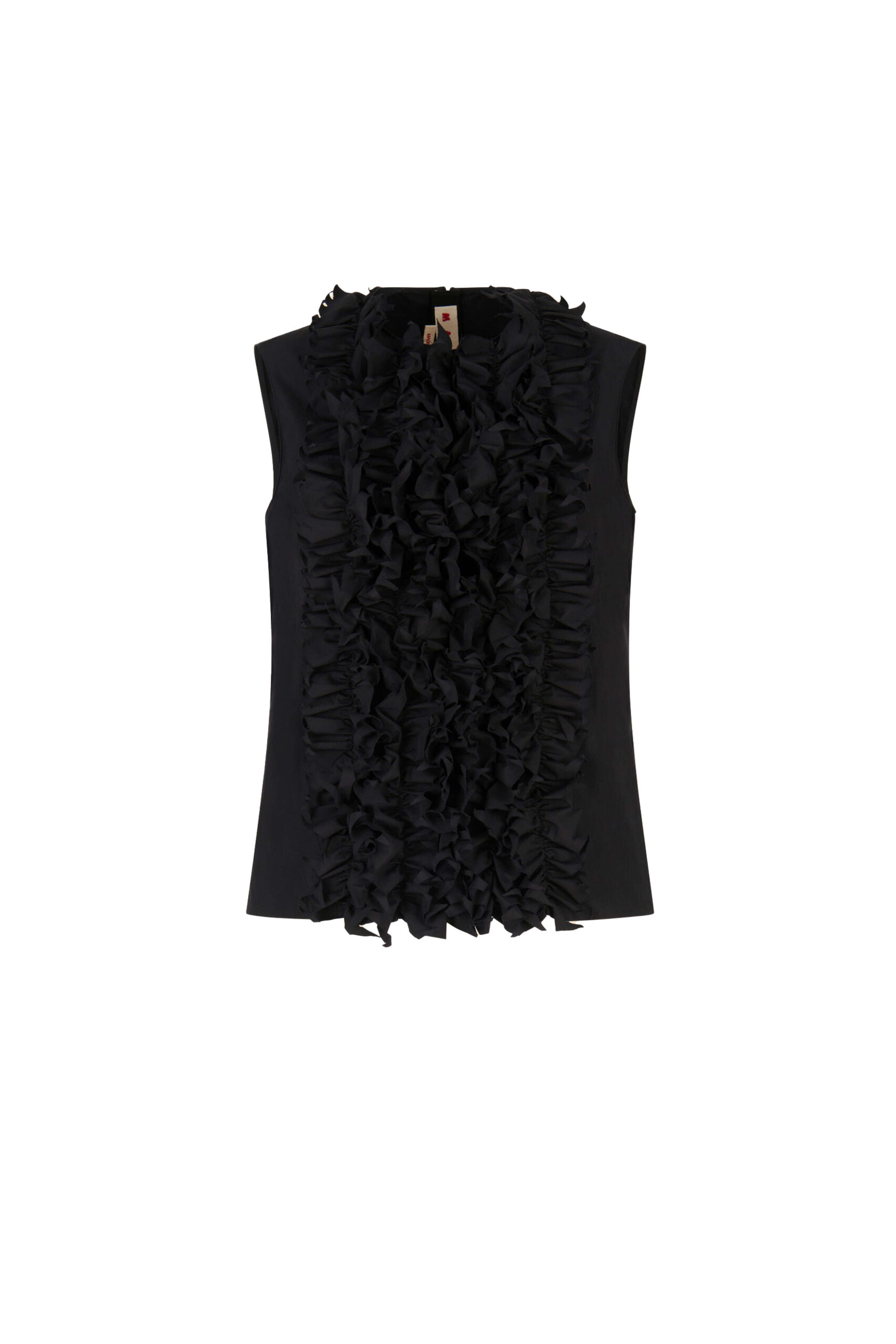 Marni - Black Sleeveless Ruffle Front Blouse