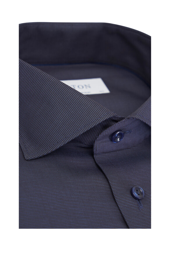 Eton - Navy Blue Pin Dot Dress Shirt