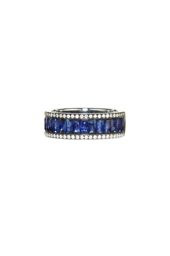 Nam Cho - 18K White Gold Baguette Blue Sapphire Ring