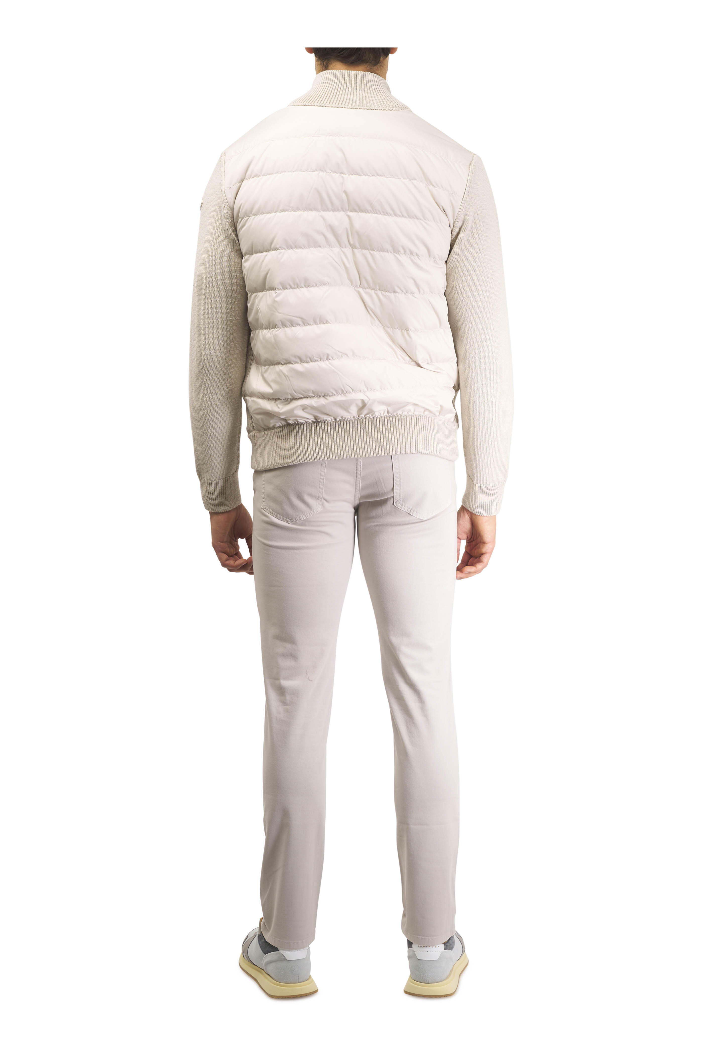Moncler - Soft Beige Full Zip Down Knit Jacket