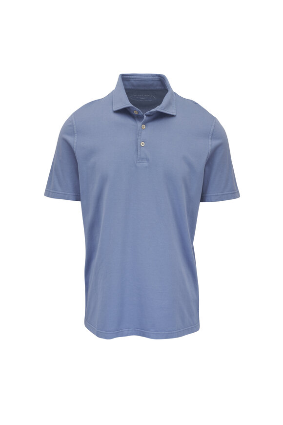 Fedeli Frosted Denim Blue Jersey Cotton Polo