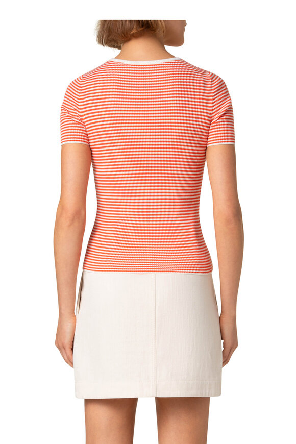 Akris Punto - Sailor Cream & Orange Stripe Wool Knit T-Shirt