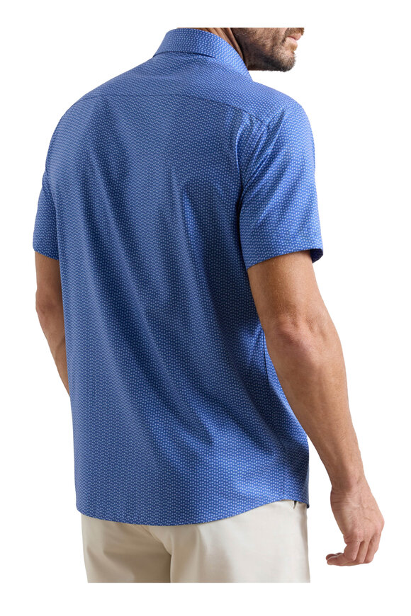 Peter Millar Blue Jackson Performance Poplin Sport Shirt - view 4
