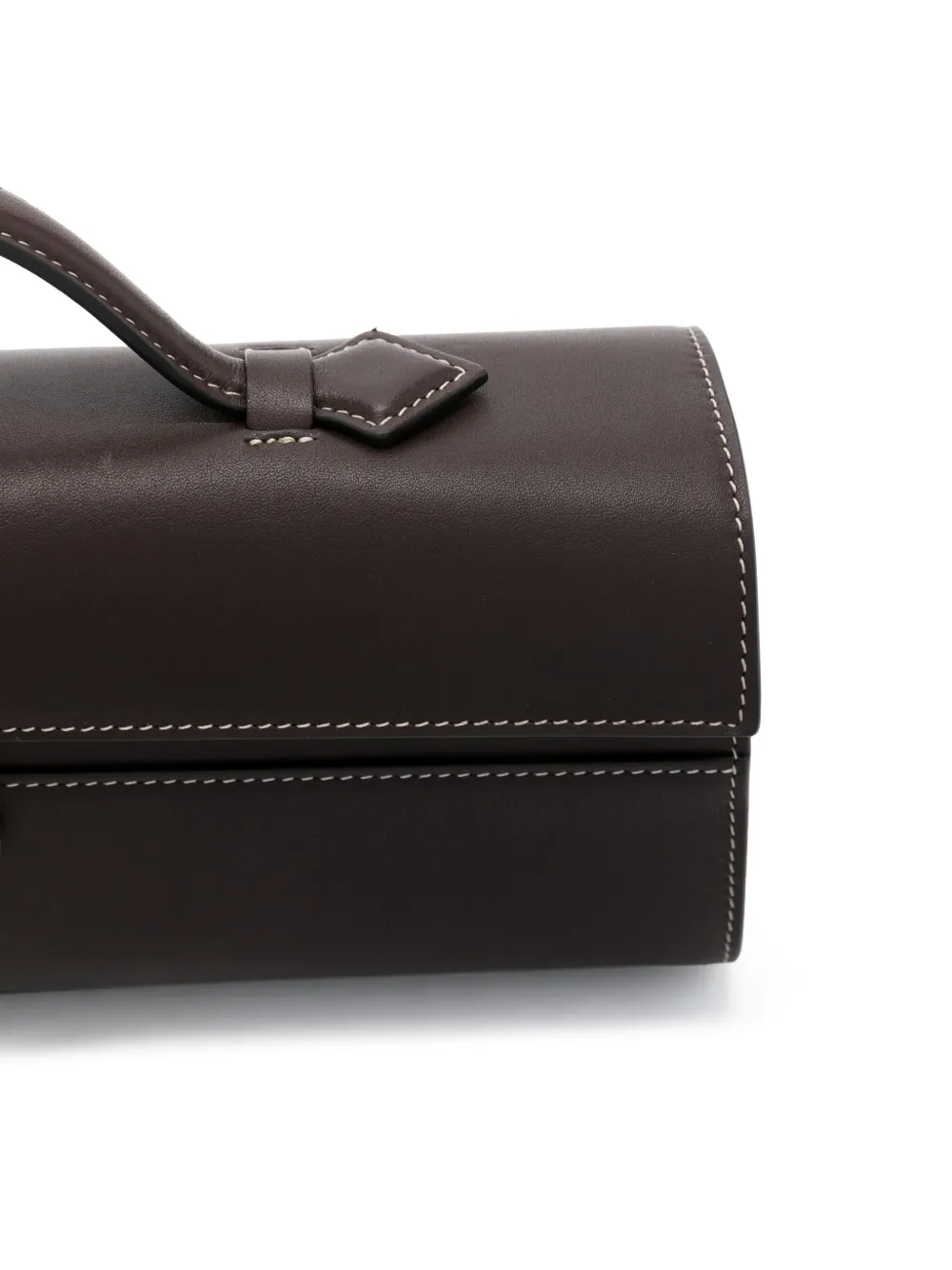 Savette シンメトリーポシェットレザートートバッグ コーヒー Savette - Slim Symmetry Coffee Leather Pochette | Mitchell
