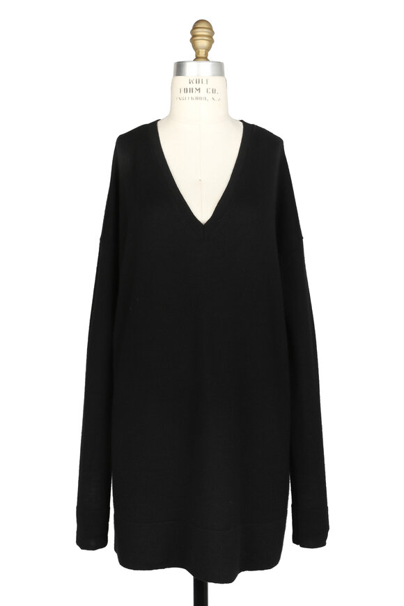 The Row - Amherst Black Cashmere & Silk V-Neck Sweater