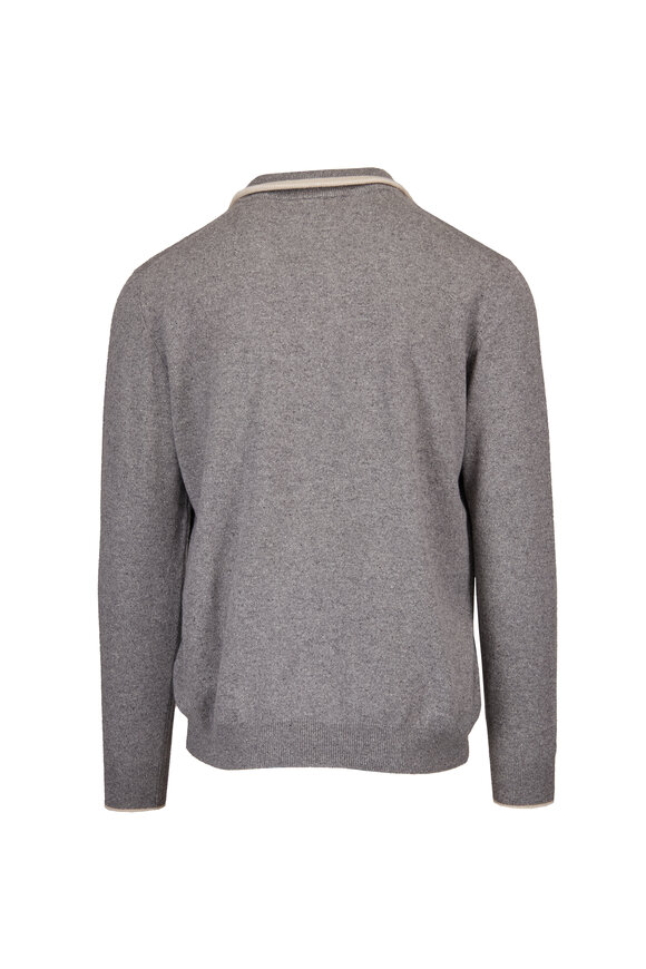 Fedeli Favonio Gray Silk, Cashmere & Wool Quarter Zip - view 2