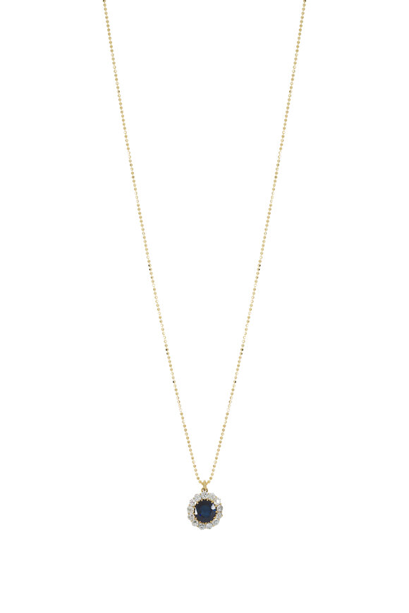 Renee Lewis Diamond Rim Sapphire Necklace