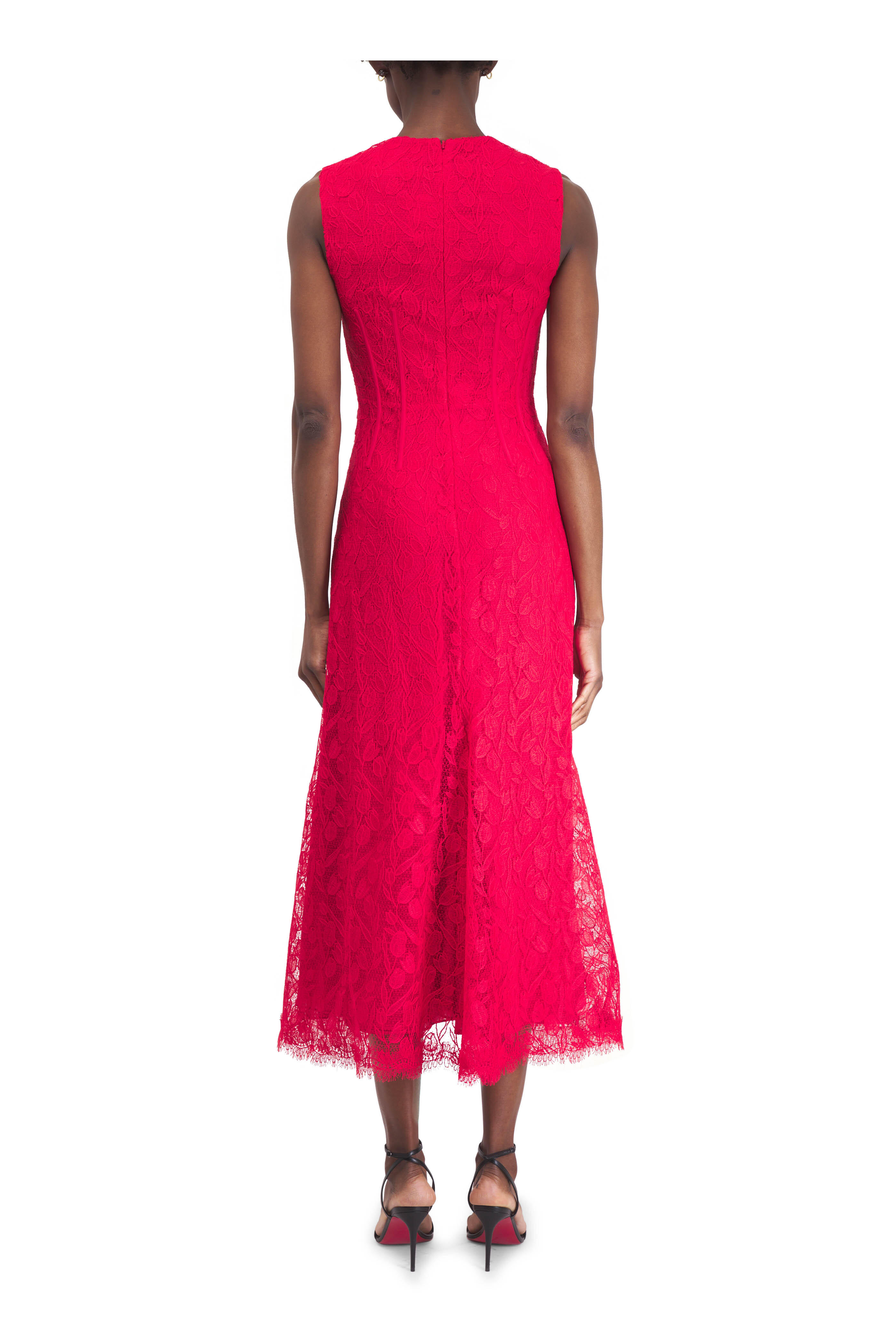 Lela Rose - Poppy Tulip Lace Seamed Dress