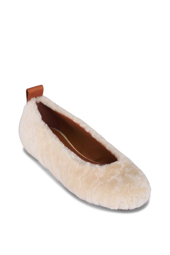 Lanvin Beige Shearling Ballerina Flat