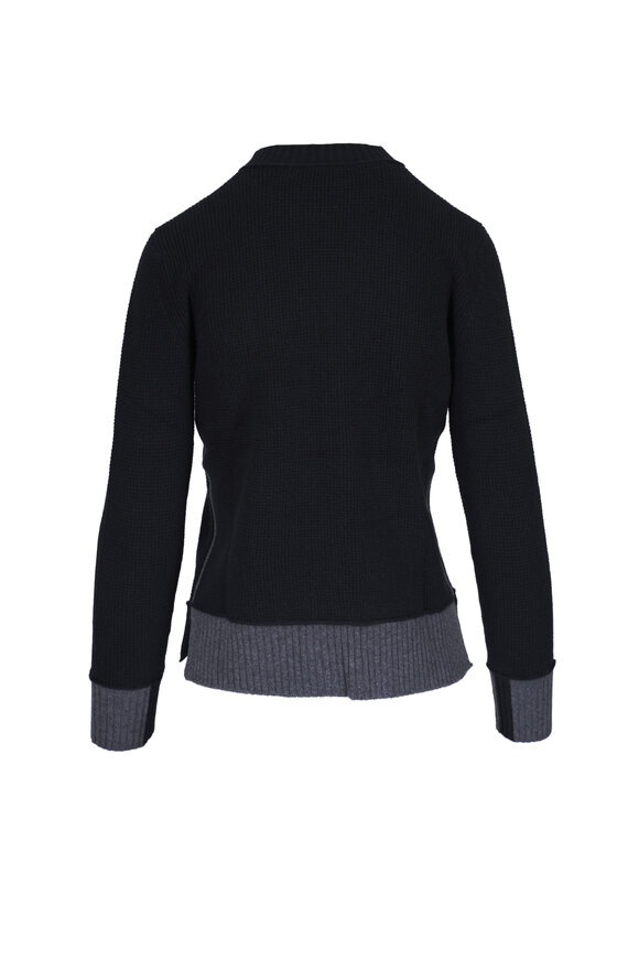 Kinross - Contrast Trim Black Thermal Crewneck Sweater