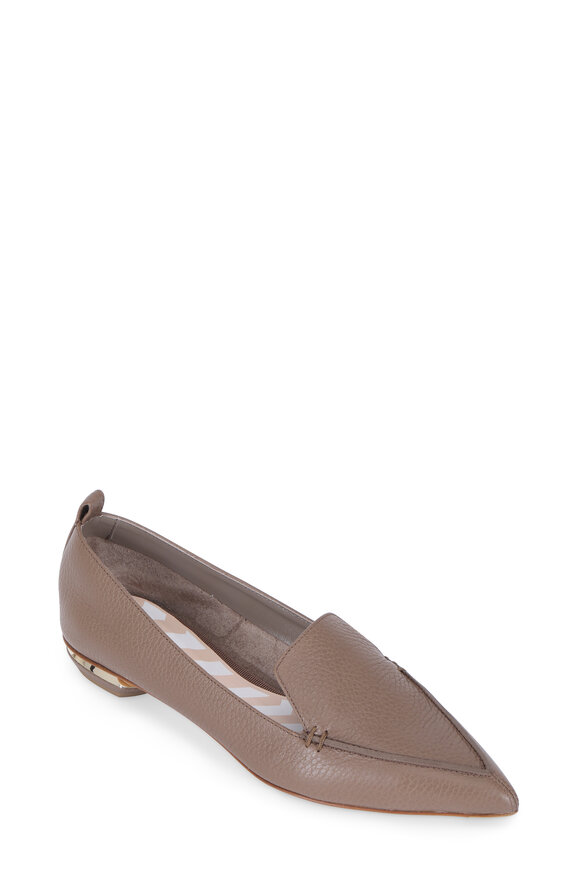 Nicholas Kirkwood - Beya Taupe Grained Leather Pointed Flat