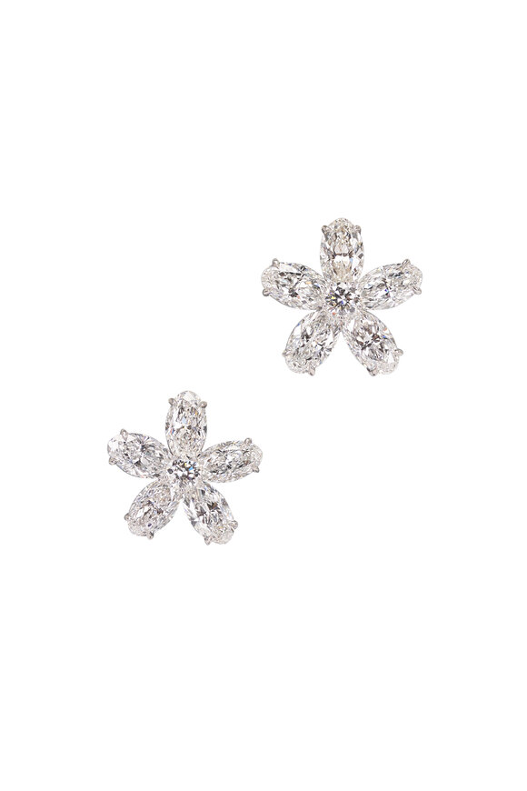 Rahaminov 18k White Gold Diamond Flower Studs