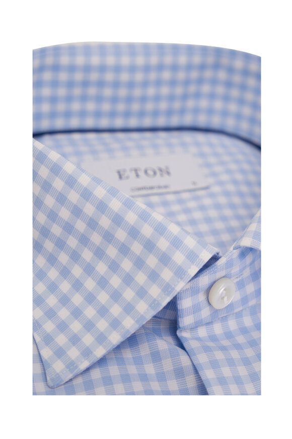 Eton - Light Blue Check Cotton Dress Shirt