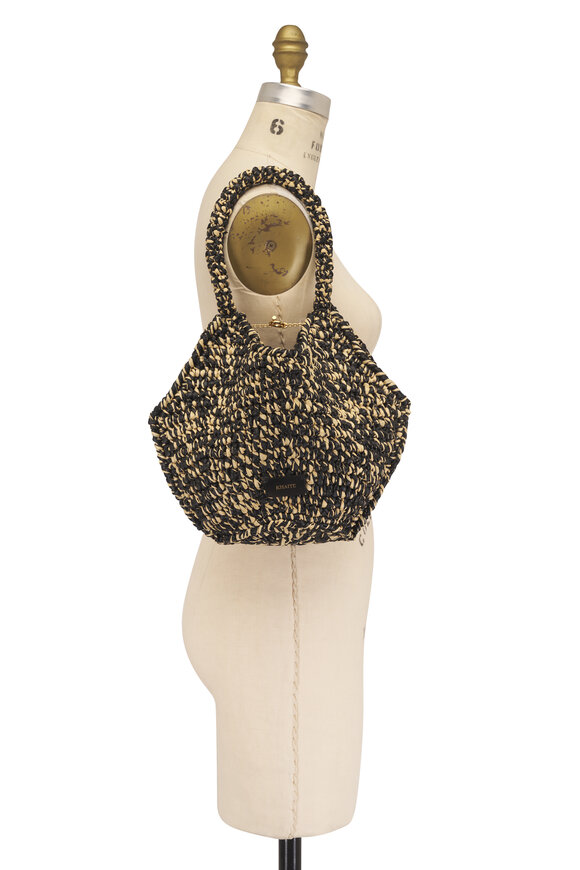 Khaite Mini Lotus Black & White Raffia Tote - view 5