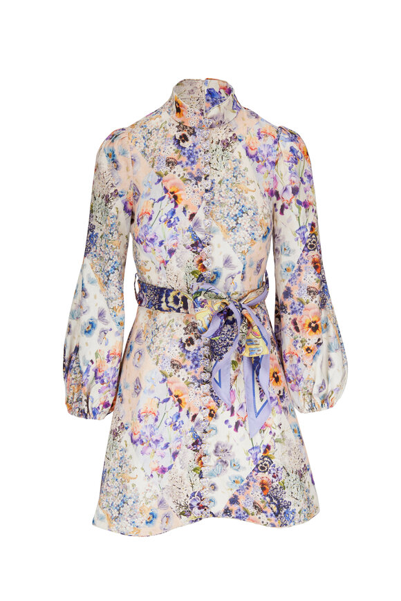 Zimmermann - Tama Diamond Splice Floral Belted Mini Dress