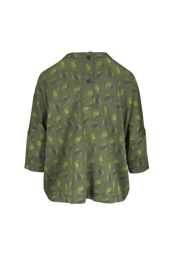 Odeeh Dark Olive Mini Oval Print Silk Blouse - view 4