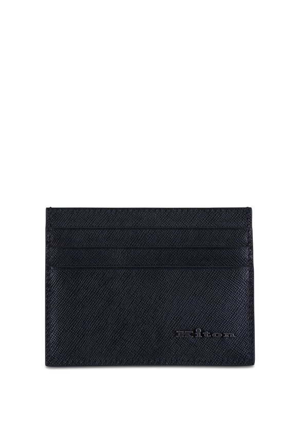 Ermenegildo Zegna コンパクトウォレット 黒 レザー 編み込み Zegna - Black Woven Leather Fold-Over Wallet | Mitchell Stores