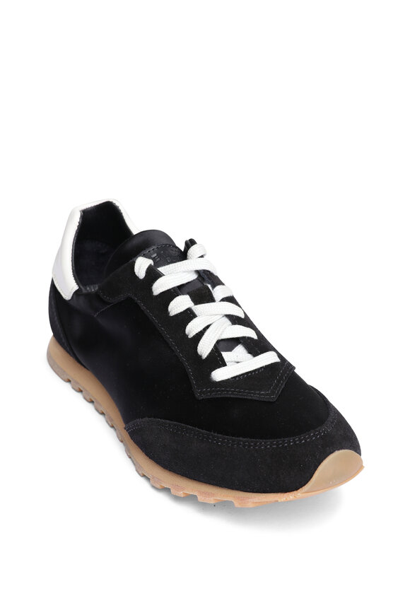 Le Monde Béryl Slim Black Satin Running Sneaker