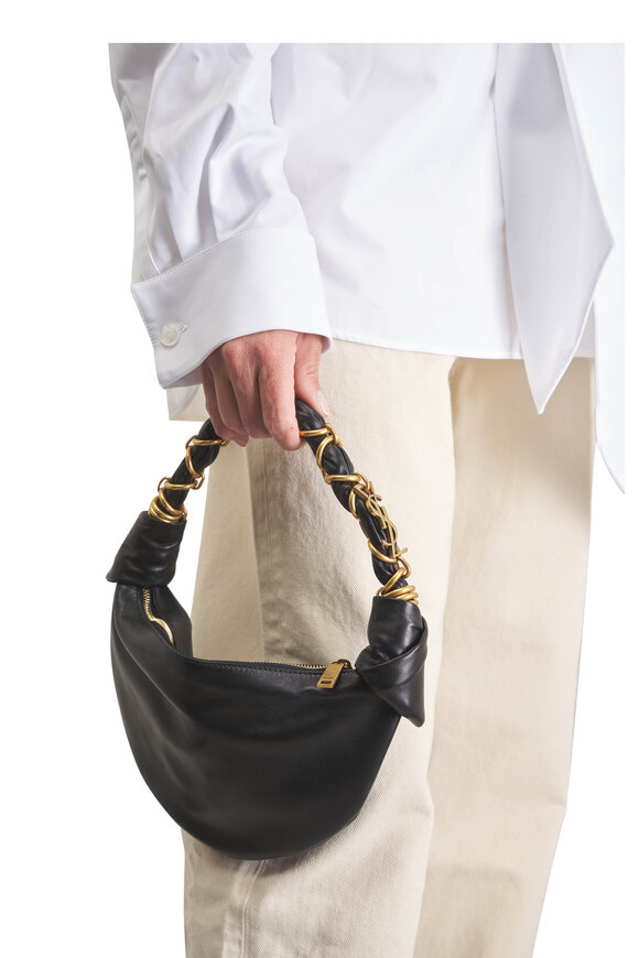Saint Laurent Mini Amalia Black Leather Hobo Bag - view 2