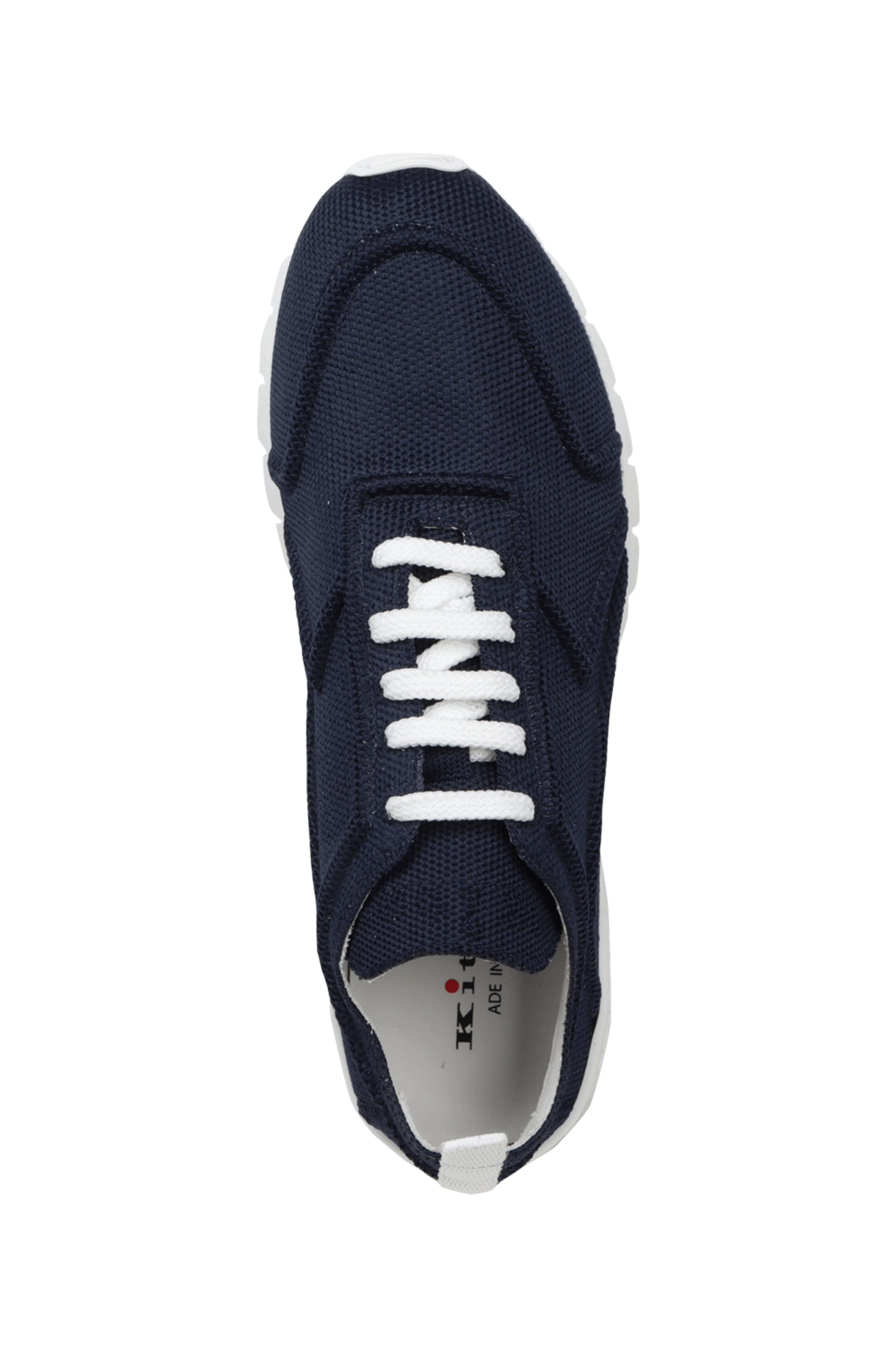 Kiton - Navy Blue Debossed Knit Runner Sneaker | Mitchell Stores